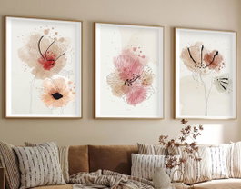 Wallity Huhu205 Pintura Decorativa en MDF Enmarcada (3 Piezas) 35 x 50 cm
